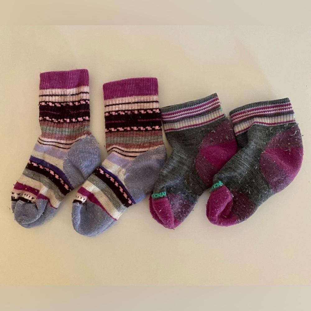 Smartwool Kids Merino Wool Socks Pink & Purple, Small